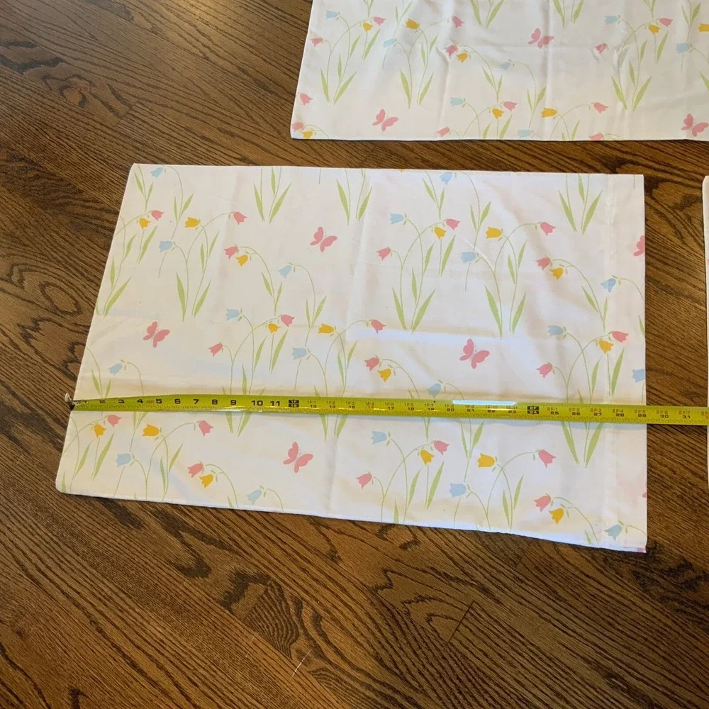 3 Vintage Danville‎ Pillowcases Blue Green Pink Floral Butterfly Standard Size